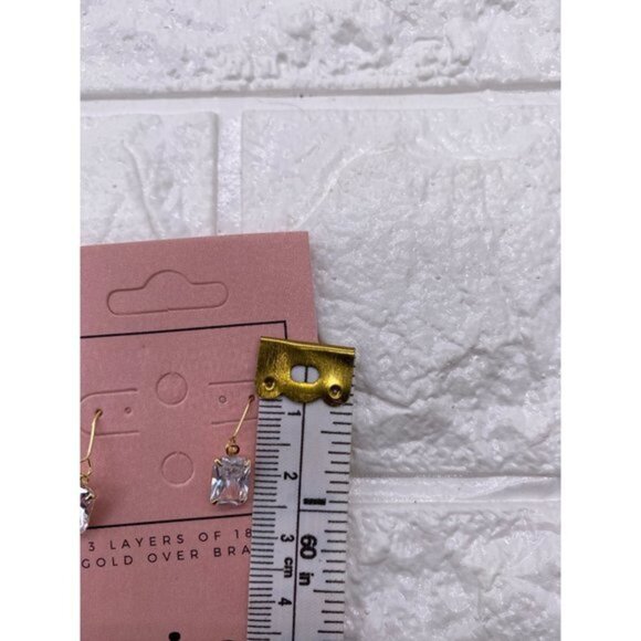 Viva Gold Plated Rectangle Dangle Earrings Women’s - Picture 5 of 6